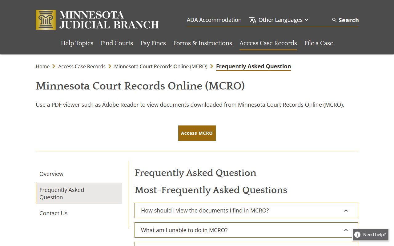 Jackson County court records MCRO FAQ