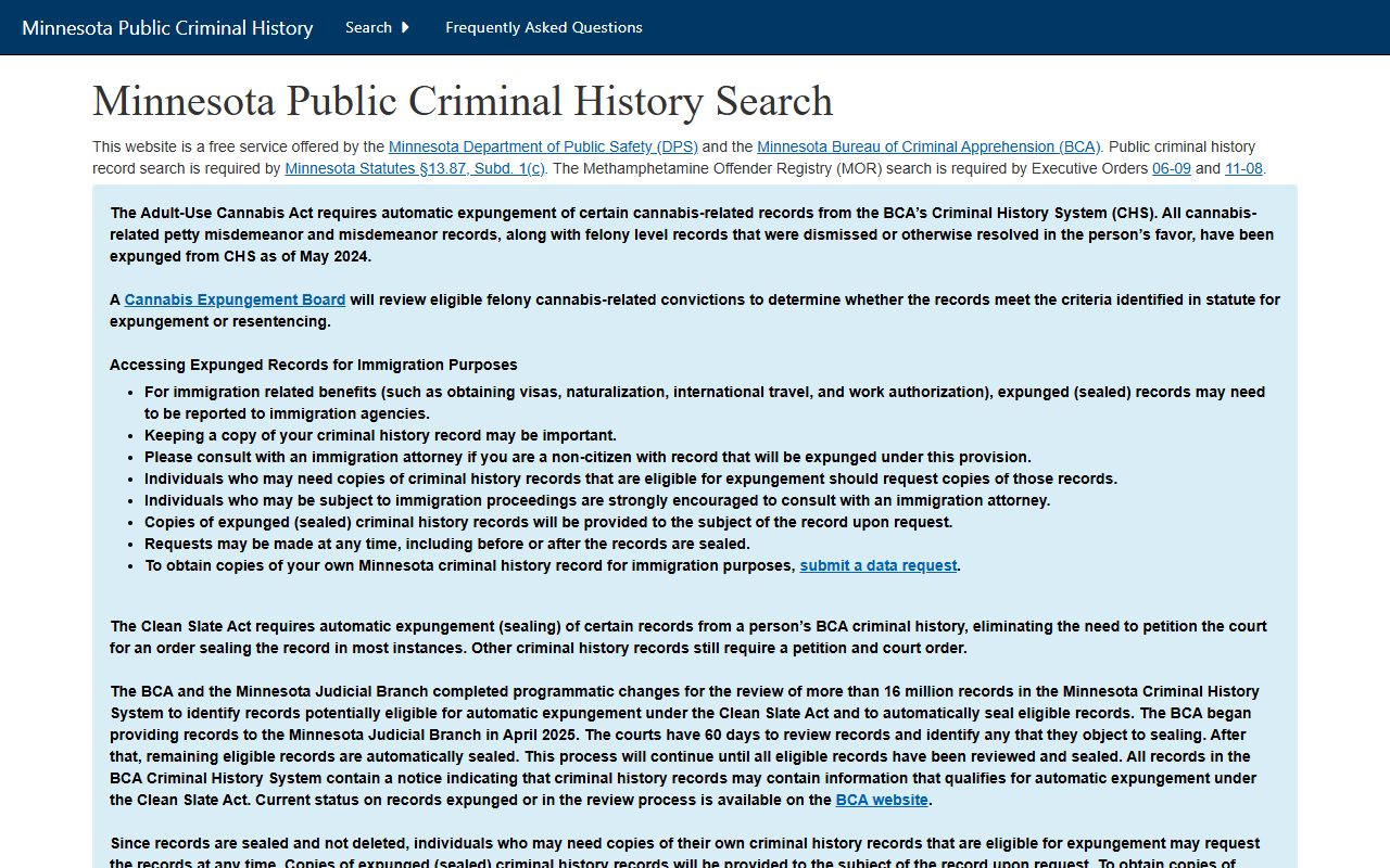 Jackson County criminal court records BCA criminal history search