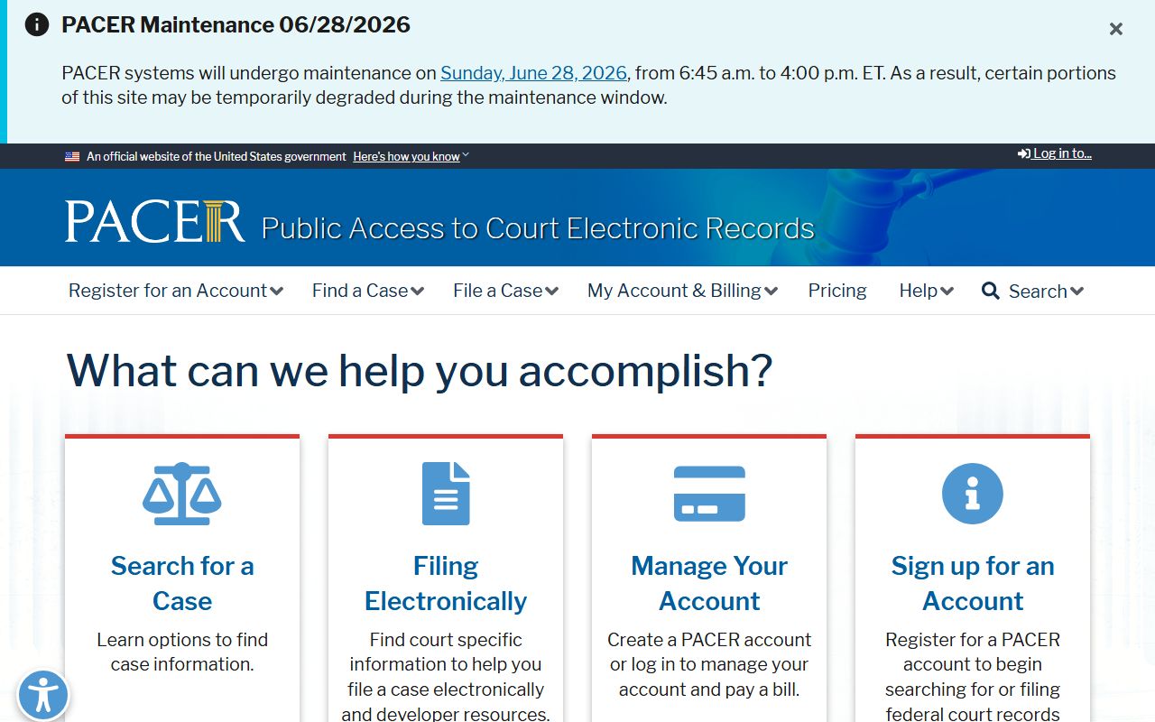 Jackson County District Court PACER federal docket access distinction