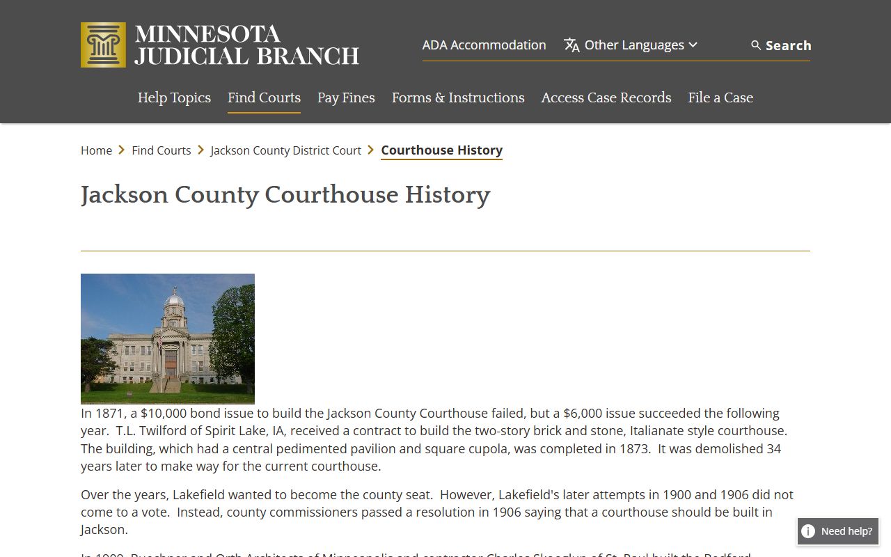 Jackson County courthouse history and court records