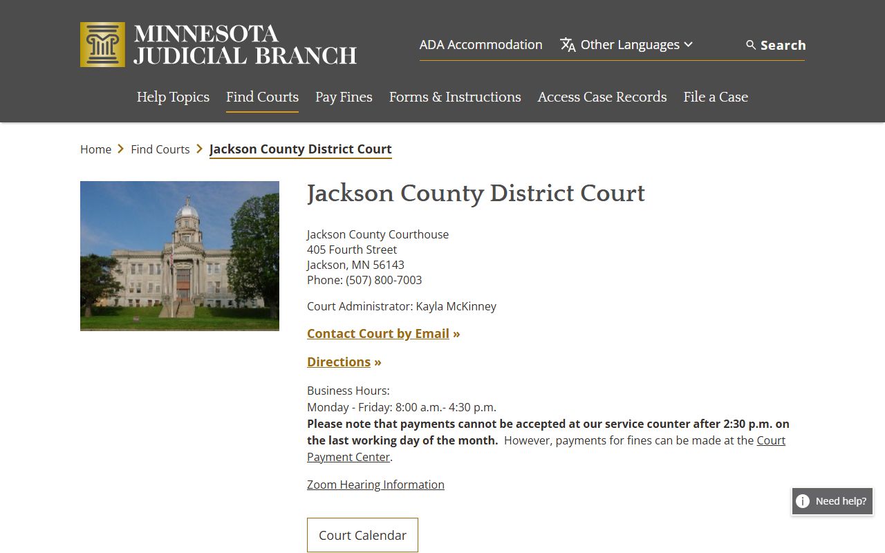 Jackson County District Court records page