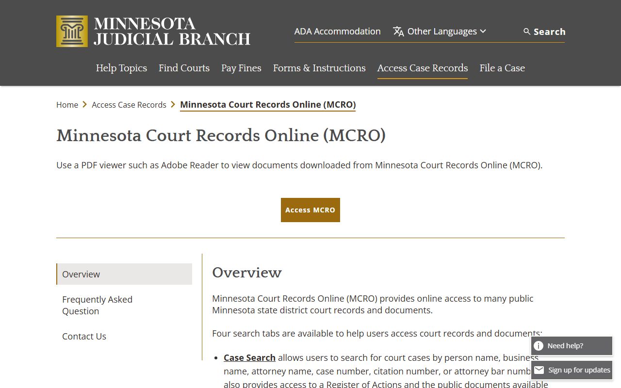 Jackson County court records MCRO overview