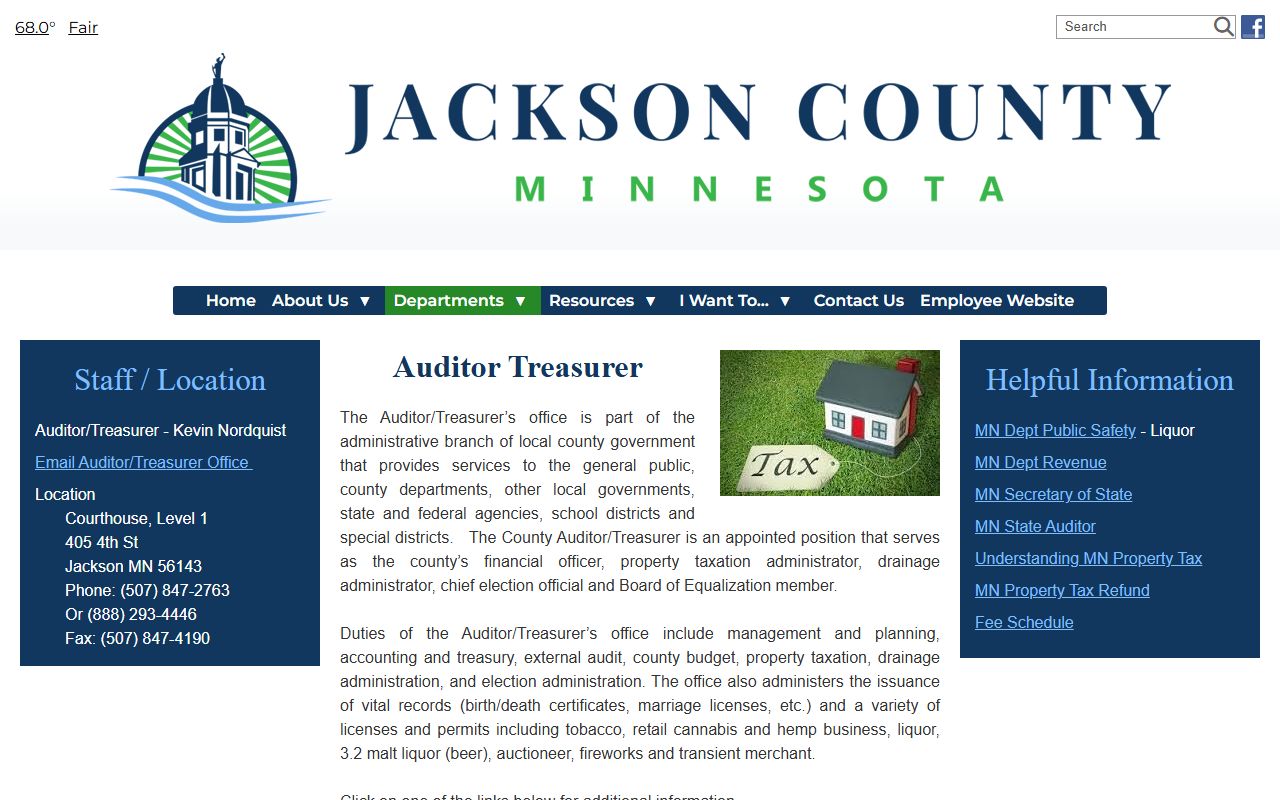 Jackson County marriage records Auditor Treasurer page